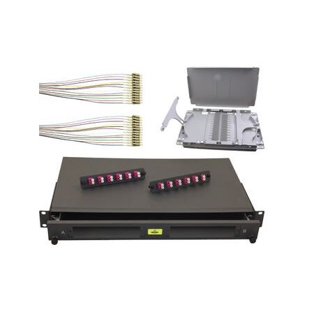 Sliding Fibre Enclosure Kit | 1RU | Includes Splice Cassette & 24 OM4 LC Connectors by Brand