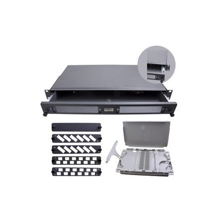 1RU Sliding Fibre Enclosure Kit | Coupler Panels & Splice Cassette | Compact Design by FOBOT
