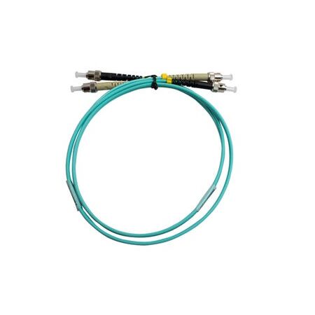 MSS Fibre ST - ST OM3 1 Metre Aqua LSZH 3mm Duplex Fibre Patch Lead