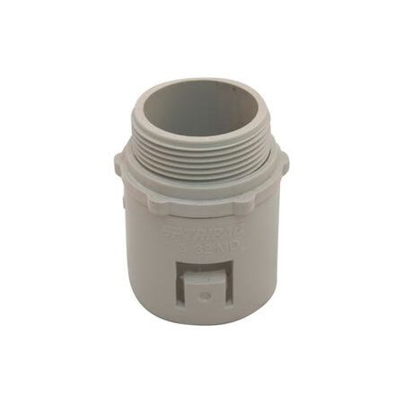 Fittings Adapter Screw to Corrugated PVC 32mm Grey