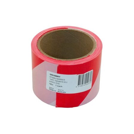 TAPE BARRIER 75MM X 50M RED / WHITE