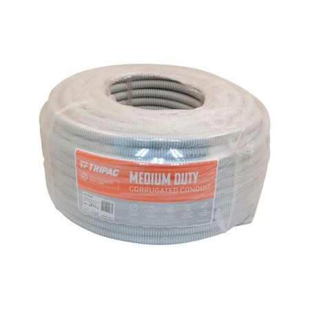 Tripac Medium Duty PVC Corrugated Conduit Grey 16mm X 50m