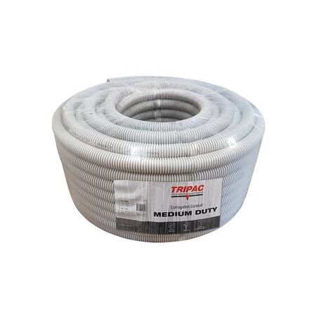 Tripac Medium Duty PVC Corrugated Conduit Grey 16mm X 10m