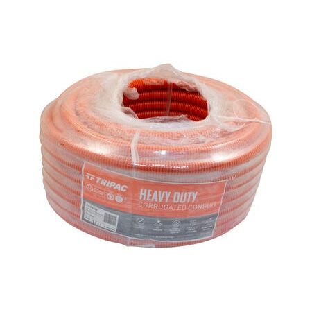 Tripac Heavy Duty PVC Corrugated Conduit Orange 20mm X 25m