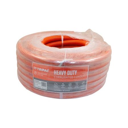 Tripac Heavy Duty PVC Corrugated Conduit Orange 25mm X 25m