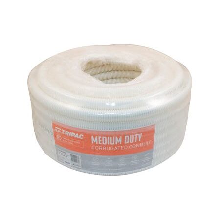 Tripac Medium Duty PVC Communications Corrugated Conduit White 20mm X 25m