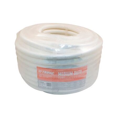 Tripac Medium Duty PVC Communications Corrugated Conduit White 20mm X 50m