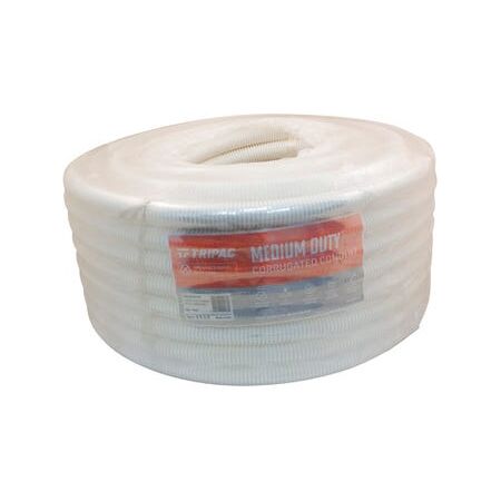 Tripac Medium Duty PVC Communications Corrugated Conduit White 25mm X 50m