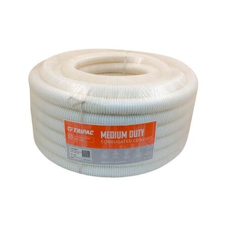 Tripac Medium Duty PVC Communications Corrugated Conduit White 32mm X 25m