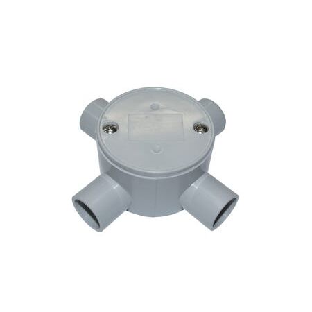 Shallow Junction Box 4-Way Entry 20mm Grey