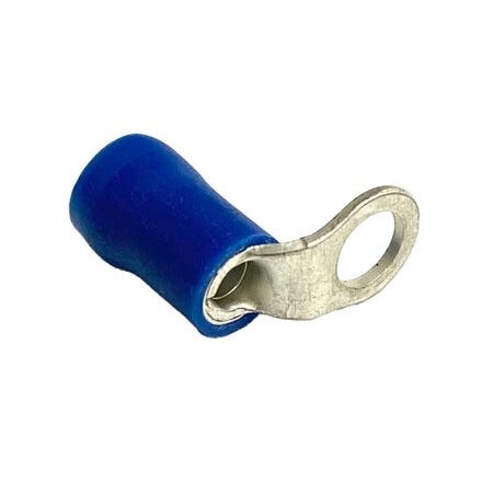 PRE-INSULATED RING TERMINAL (1.0-2.6MM CABLE) BLUE 4MM STUD 90 DEGREE DOUBLE GRIP