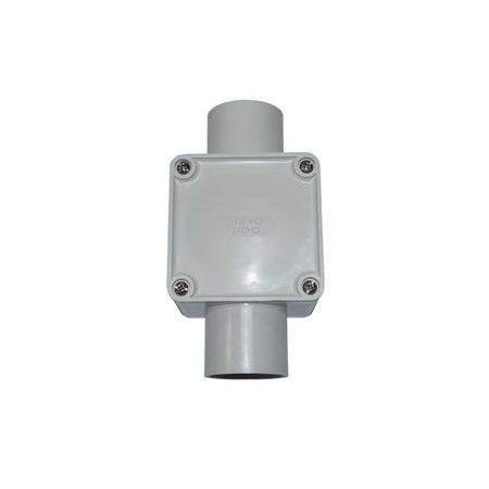 Square Junction Box 2-Way Entry 40mm Grey