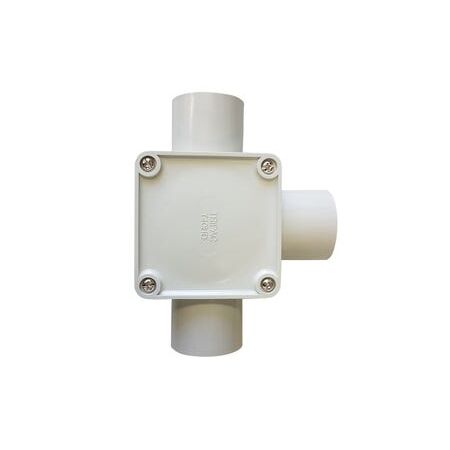 Square Junction Box 3-Way Entry 40mm Grey