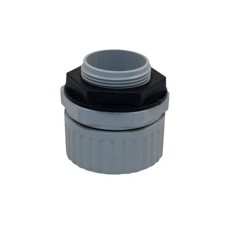 Straight Gland Fitting with Nylon Lock Ring 20mm Grey