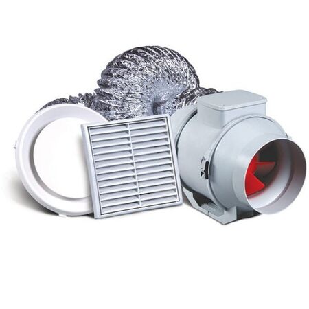 In-line Ventilation Kit | 150mm & 200mm Sizes | 153 L/s Airflow | 41 dBA Noise Level by Allvent