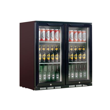 Double Door Beverage Centre 210L | 0°C to 10°C | Fan Assisted Cooling & LED Lighting | Black by GAF