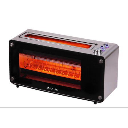 2 Slice Glass Toaster | 1100-1260 Watts | Brushed Stainless Steel & Double Glass Window | GAF