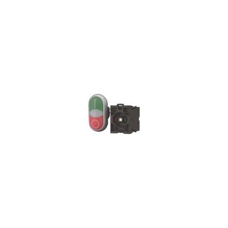 Double Actuator Push Button Switch | 85-264V AC | NC & NO Contacts | White LED by Eaton