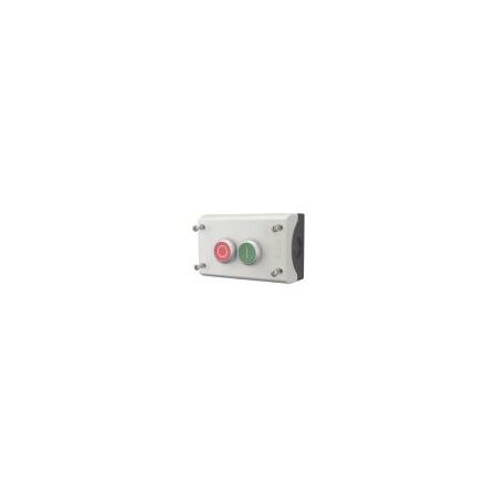 Momentary Pushbutton Housing | 2 NC & 2 NO Contacts | Grey Enclosure & Titanium Bezel by Eaton