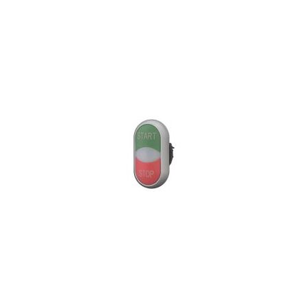 Double Actuator Pushbutton | Momentary Action | Green & Red Indicators | Titanium Bezel by Eaton