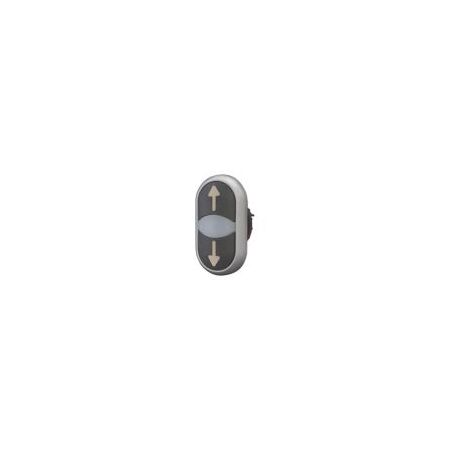 Double Actuator Push Button Switch | Momentary Action | White Lens & Black Body | RMQ-Titan by Eaton