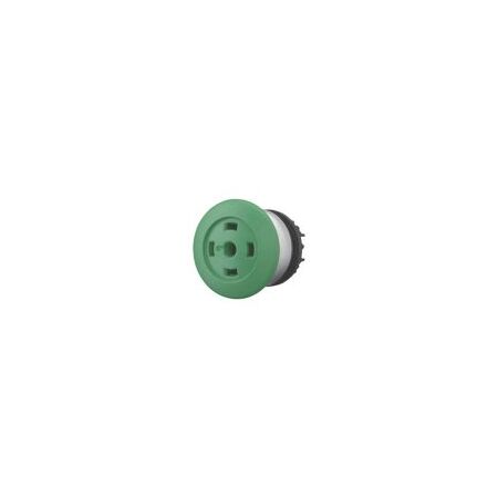 Mushroom Push Button Switch | Momentary Action | Green Color | Titanium Bezel by Eaton