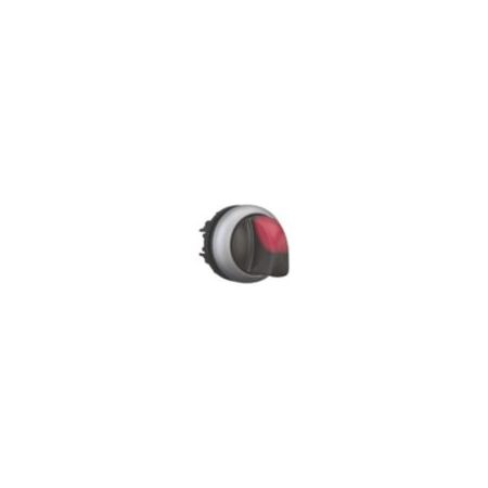 Illuminated Selector Switch | Maintained 3-Position | Red Actuator & Titanium Bezel by Eaton