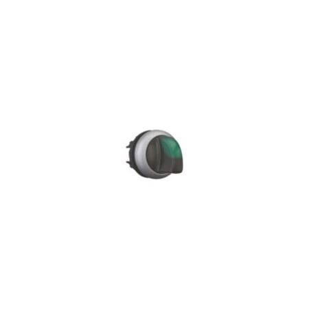 Illuminated Selector Switch | 3-Position Momentary | Green Thumb-Grip Actuator | Titanium Bezel by Eaton