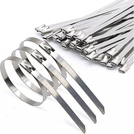 316 Grade Stainless Steel Tie 200mm x 4.6mm | Corrosion Resistant | Heavy Duty | 100 Pack by Tuff