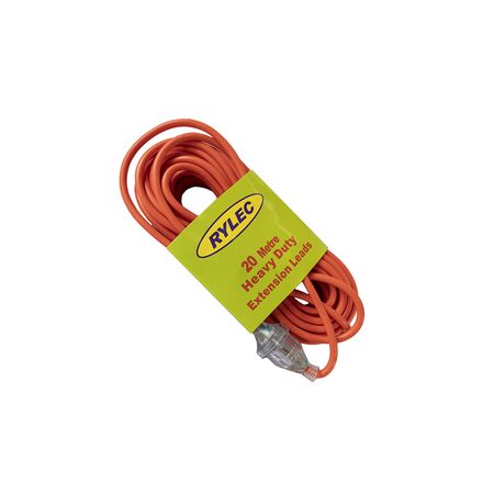 Heavy Duty Extension Lead 20M | Neon Indicator Plug | High Visibility Orange | GTS