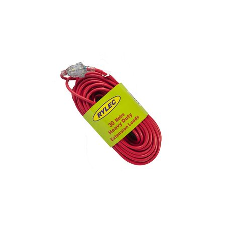 Heavy Duty Extension Lead 30M | Neon Indicator Plug | High Visibility Red | GTS