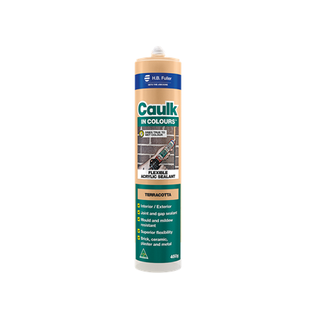 Acrylic Caulk Cartridge 450g | Terracotta Colour | Flexible Joint Sealant & Mould Resistant | H.B Fuller