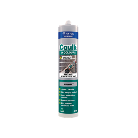 Acrylic Sealant 450g Cartridge | Charcoal Colour | Flexible Joint Movement ±20% | Mould Resistant by H.B Fuller