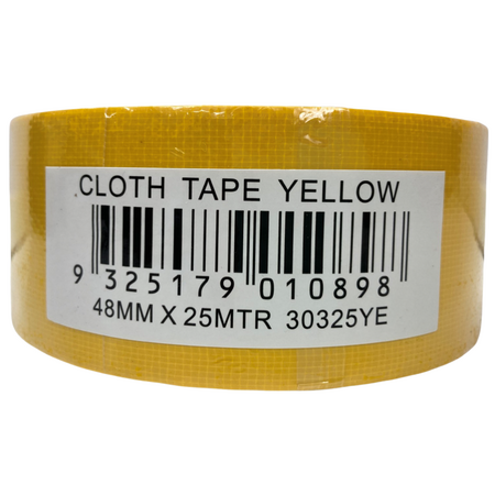 Cloth Tape Yellow 48mm | Strong Adhesion & High Durability | Multi-Surface Use by CW Brands