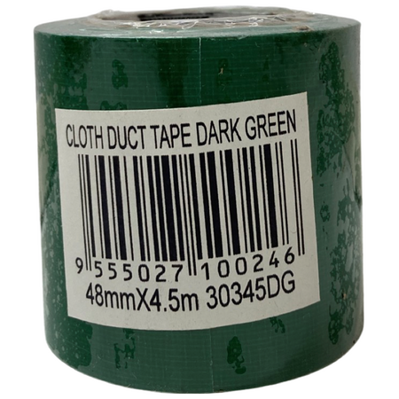 Cloth Tape Dark Green 48mm | 4.5m Length | Strong Adhesion & Durable | Multi-Surface by CW Brands