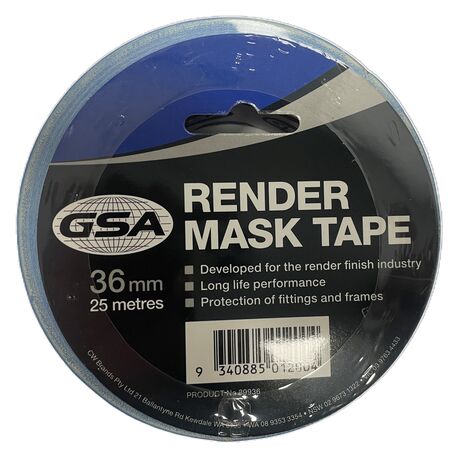 Render Mask Tape 36mm x 25m | Waterproof & UV Resistant | Clean Removal by CW Brands
