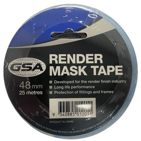 Render Mask Tape 48mm x 25m | Waterproof & UV Resistant | Clean Removal by CW Brands