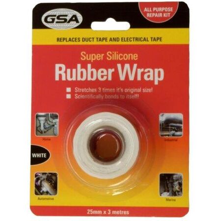Silicone Rubber Wrap Tape | Self-Fusing & Moisture Resistant | 3000mm Length | White by CW Brands