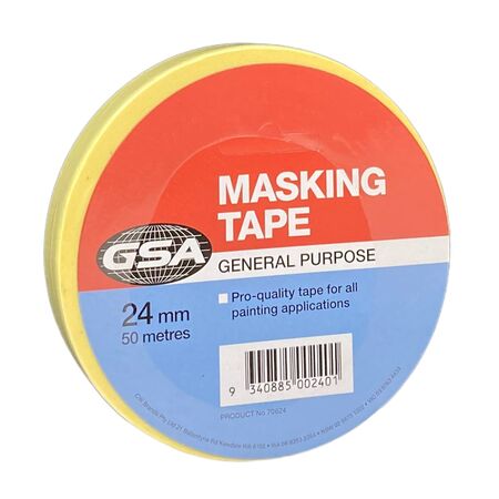 Masking Tape 24mm x 50m | Strong Adhesion | Clean Removal | Durable Material by CW Brands