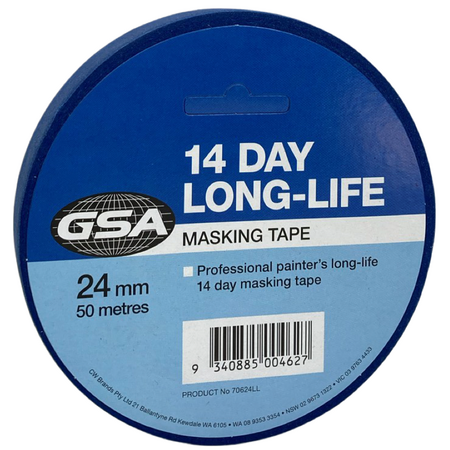 Blue Masking Tape 24mm | 50m Length | Residue-Free & Durable | 14-Day Adhesion by CW Brands