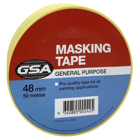 Masking Tape 48mm x 50m | Strong Adhesion | Clean Removal | Durable Material by CW Brands