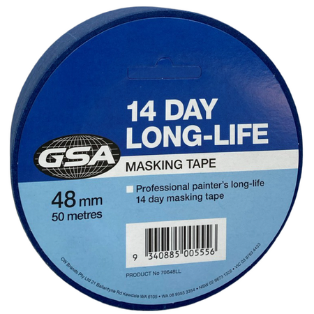 Blue Masking Tape 48mm | 50m Length | Residue-Free & Durable | 14 Days Adhesion by CW Brands