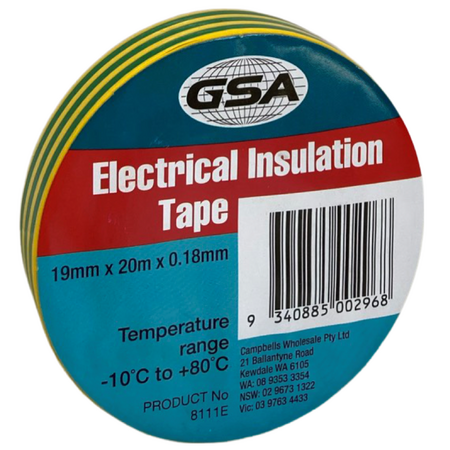 Electrical Tape Earth 0.18mm | 19mm Width | Flame Retardant & High Strength | 20m by CW Brands
