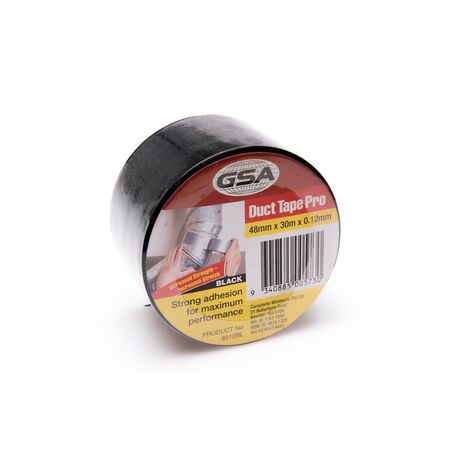 Duct Tape Pro Black | 0.12mm Thickness | High Tack Adhesive & Tear Resistant | 30m x 48mm by CW Brands
