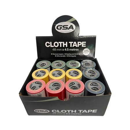 Cloth Tape Counter Display 24 Rolls | Strong Adhesion | Excellent Durability | Ideal for Repairs by CW Brands