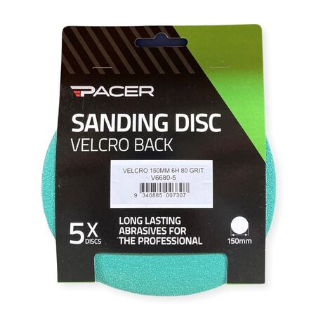 Velcro Sanding Discs 150mm 80G | 6 Holes | Durable & Easy Attachment | 5 Pack by CW Brands
