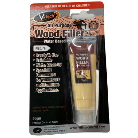 Wood Filler Natural 50g | Ready-Mixed & Paintable | Water-Based Formula by CW Brands