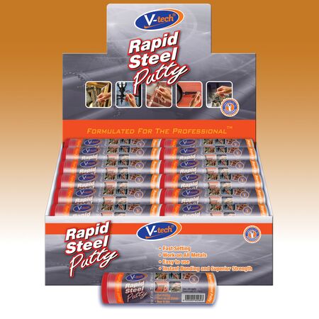 Rapid Steel Putty 24 Pack | Fast-Setting Formula | Metal Bonding & Repair | Drilled & Painted by CW Brands