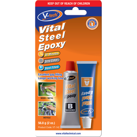 High-Strength Steel Epoxy Adhesive | 1:1 Mix Ratio | Water & Solvent Resistant | Easy Application by CW Brands