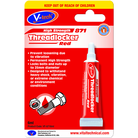 High Strength Threadlocker Red | 6ml Volume | Locks Bolts Up to 25mm | Chemical Resistant by CW Brands